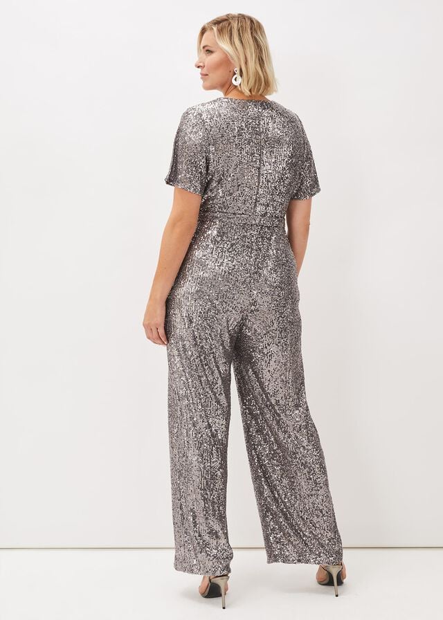 Blue / Grey Phase Eight Allesandra Sequin Jumpsuit | 3476OWKRX