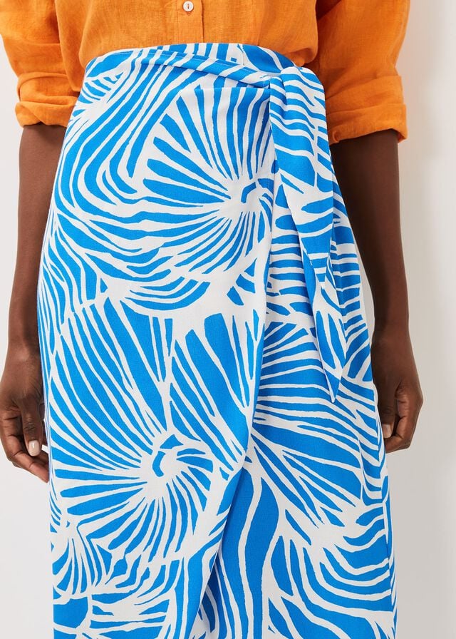 Blue / White Phase Eight Dorothy Shell Print Wrap Skirts | 3029UBWOY