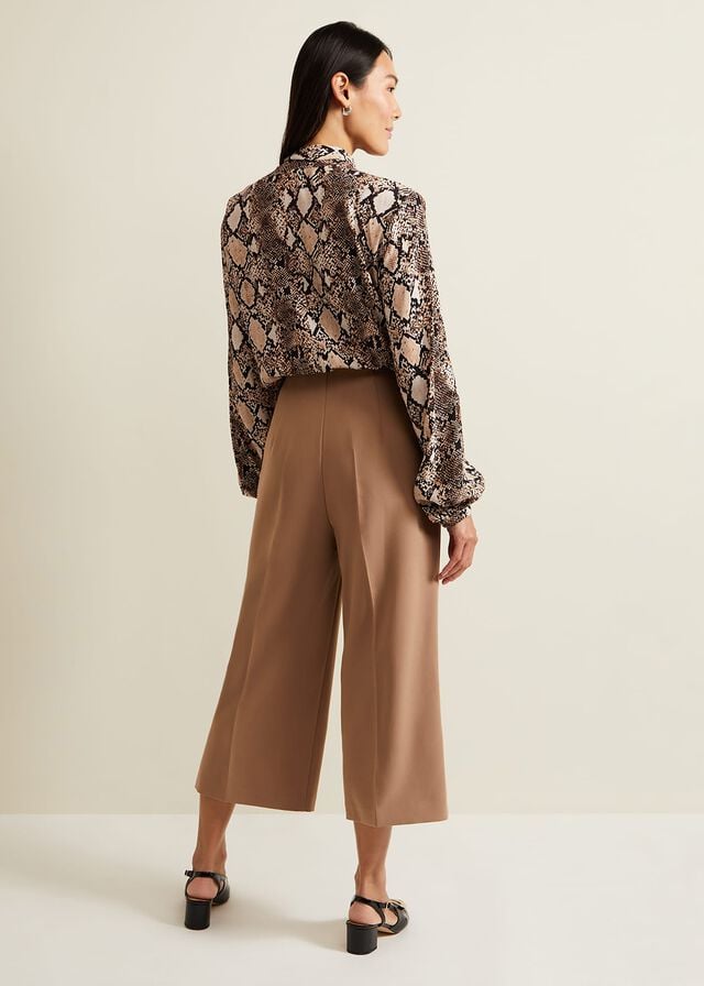 Brown Phase Eight Aubrielle Clean Crepe Culotte Trousers | 0486ZDNLX