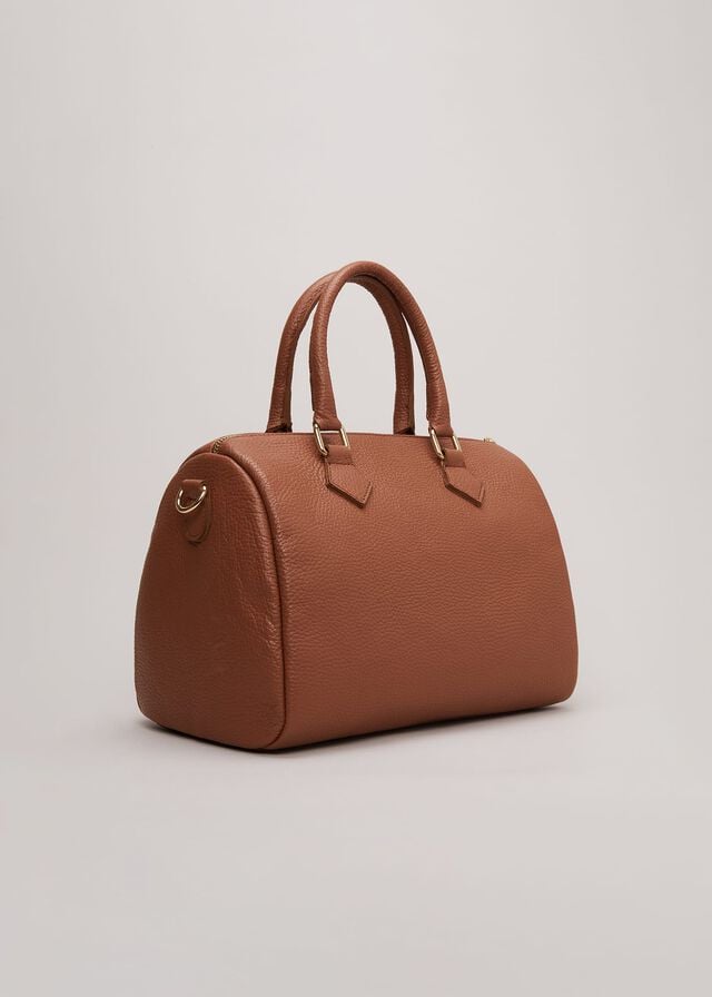 Brown Phase Eight Brown Leather Bowling Bags | 7096ASWYO