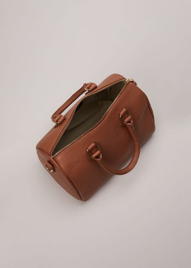 Brown Phase Eight Brown Leather Bowling Bags | 7096ASWYO