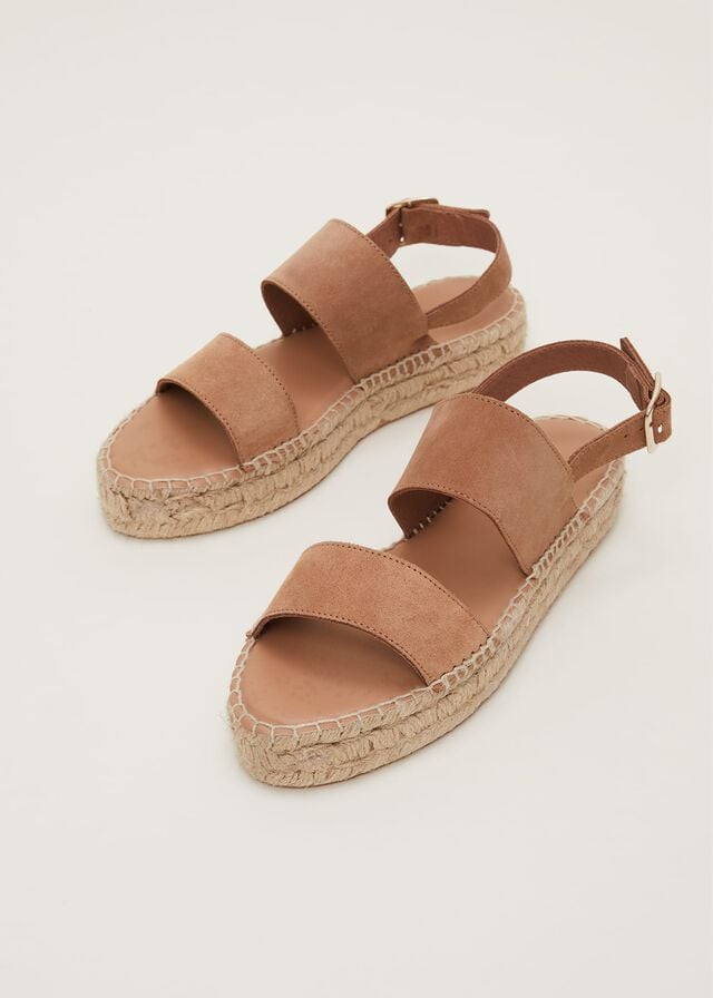 Brown Phase Eight Brown Suede Chunky Flats | 0643LAVJP