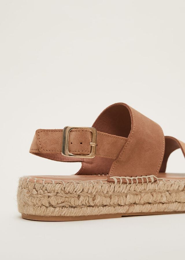 Brown Phase Eight Brown Suede Chunky Flats | 0643LAVJP