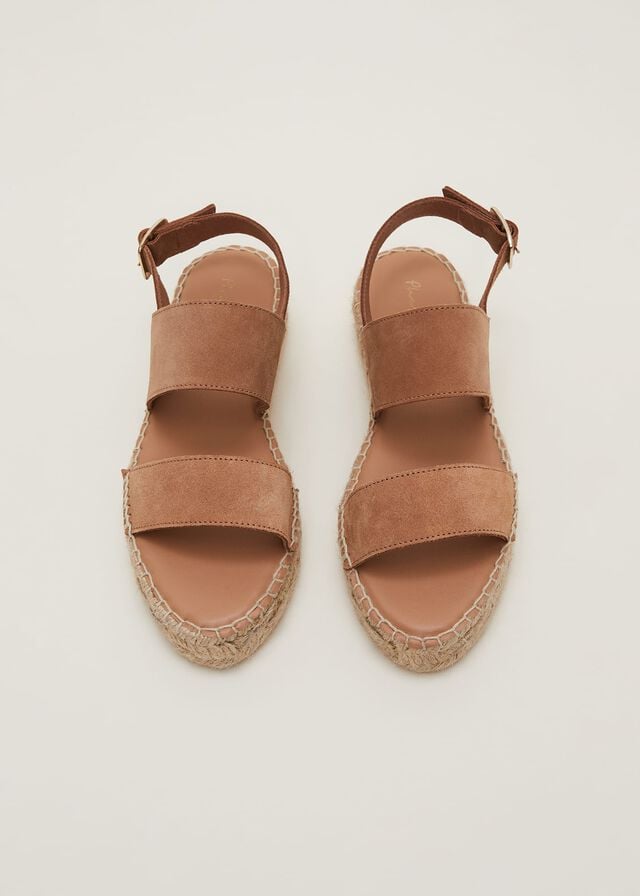 Brown Phase Eight Brown Suede Chunky Flats | 0643LAVJP