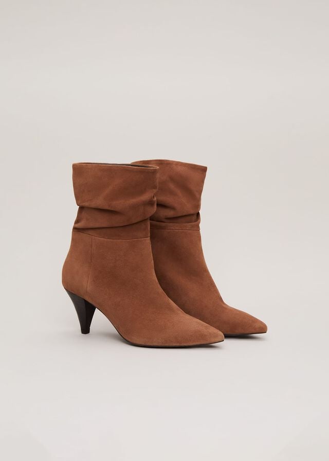 Brown Phase Eight Brown Suede Cone Western Heels | 9438UGVPB