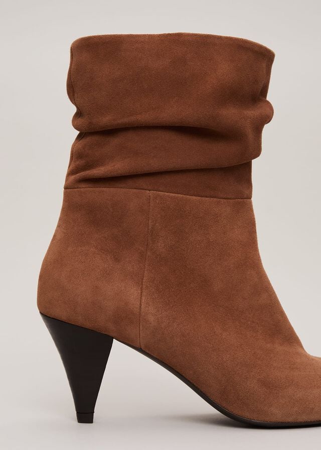 Brown Phase Eight Brown Suede Cone Western Heels | 9438UGVPB