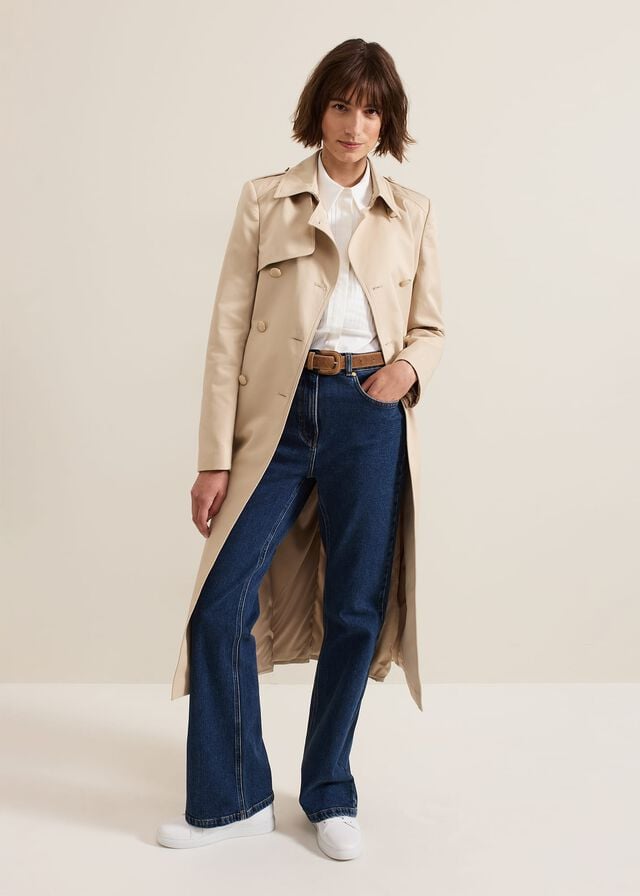 Brown Phase Eight Cheryl Camel Long Fitted Trench Coats | 3816VFJEL