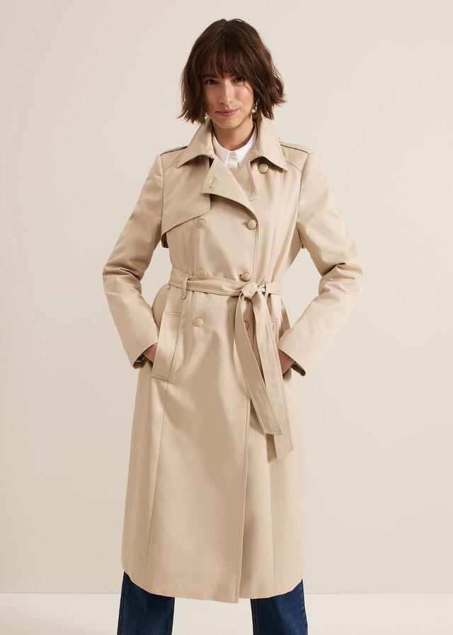 Brown Phase Eight Cheryl Camel Long Fitted Trench Coats | 3816VFJEL