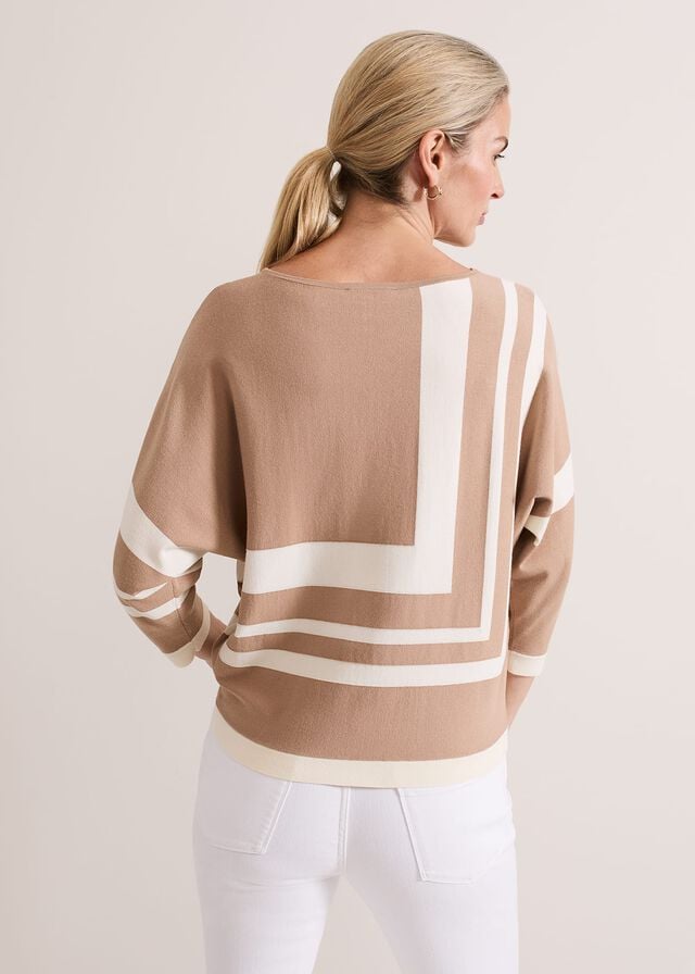 Brown Phase Eight Geri Geo Lined Knitwear | 6402LBQCV