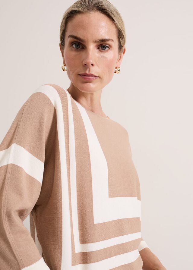 Brown Phase Eight Geri Geo Lined Knitwear | 6402LBQCV