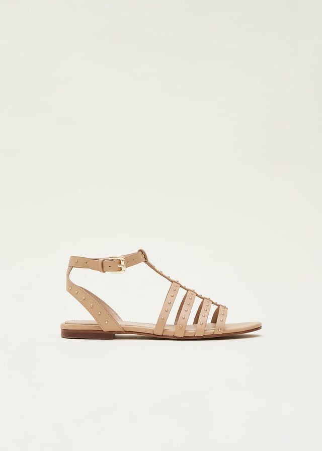 Brown Phase Eight Gladiator Leather Flats | 0271FKUWD