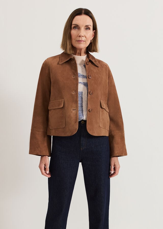 Brown Phase Eight Indira Suede Coats | 6189ZRJMB