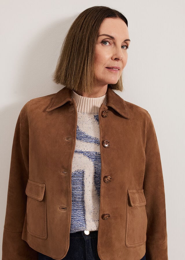 Brown Phase Eight Indira Suede Coats | 6189ZRJMB