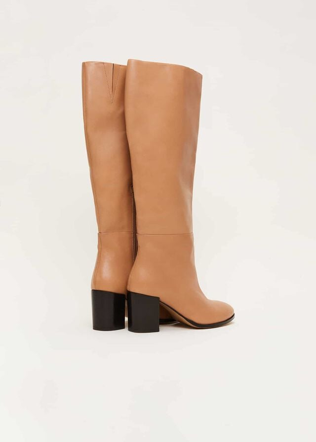 Brown Phase Eight Leather Knee High Boots | 3491GAURF