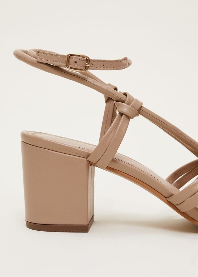 Brown Phase Eight Leather Strap Heels | 6573BOXVR