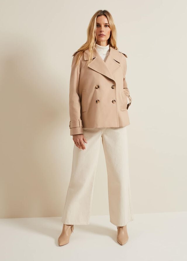 Brown Phase Eight Lola Camel Cropped Trench Jackets | 6984IMHKJ