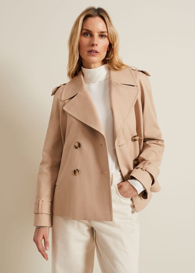 Brown Phase Eight Lola Camel Cropped Trench Jackets | 6984IMHKJ