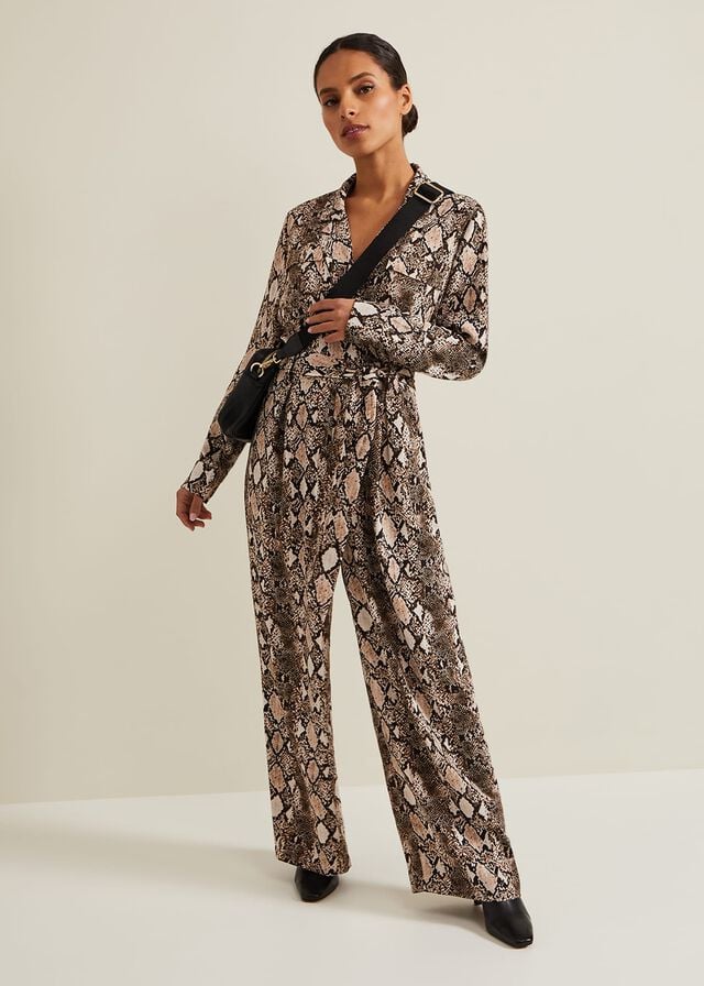 Brown Phase Eight Petite Snake Constance Jumpsuit | 7089CXMOH