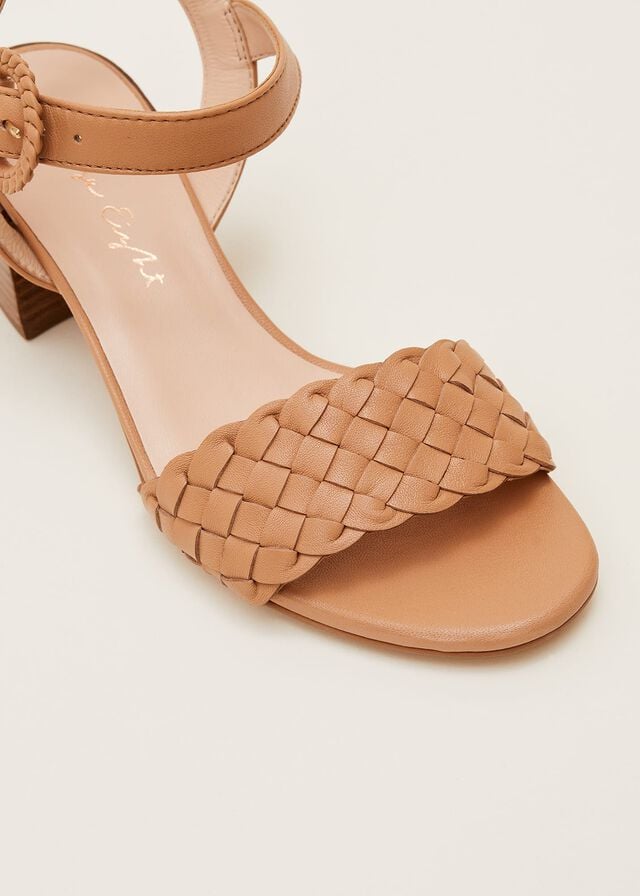 Brown Phase Eight Plaited Leather Heels | 2387DLXJC