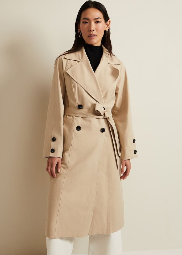 Brown Phase Eight Sandy Button Detail Trench Coats | 2698XTLRZ