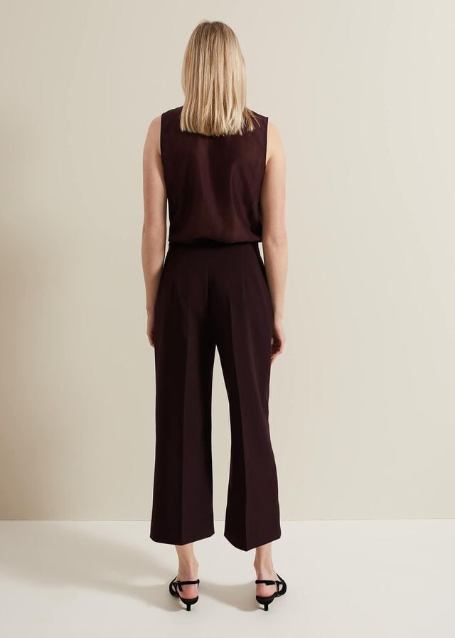 Burgundy Phase Eight Aubrielle Clean Crepe Culotte Trousers | 9570SDLKE