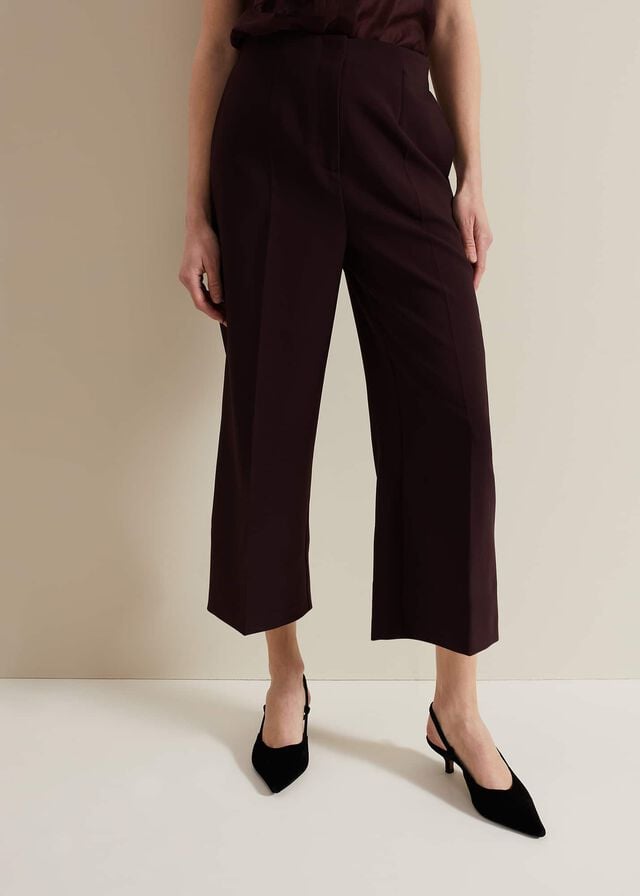 Burgundy Phase Eight Aubrielle Clean Crepe Culotte Trousers | 9570SDLKE