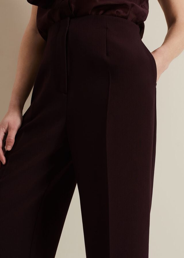 Burgundy Phase Eight Aubrielle Clean Crepe Culotte Trousers | 9570SDLKE