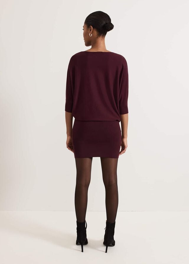 Burgundy Phase Eight Becca Batwingted Dress | 5632SYPBM