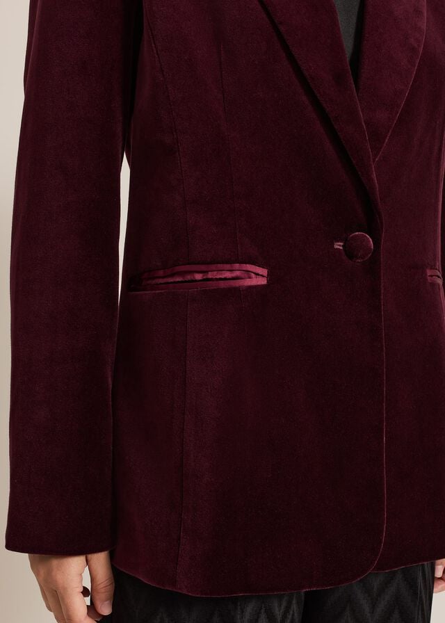 Burgundy Phase Eight Bridie Wine Velvet Jackets | 0168VENYT