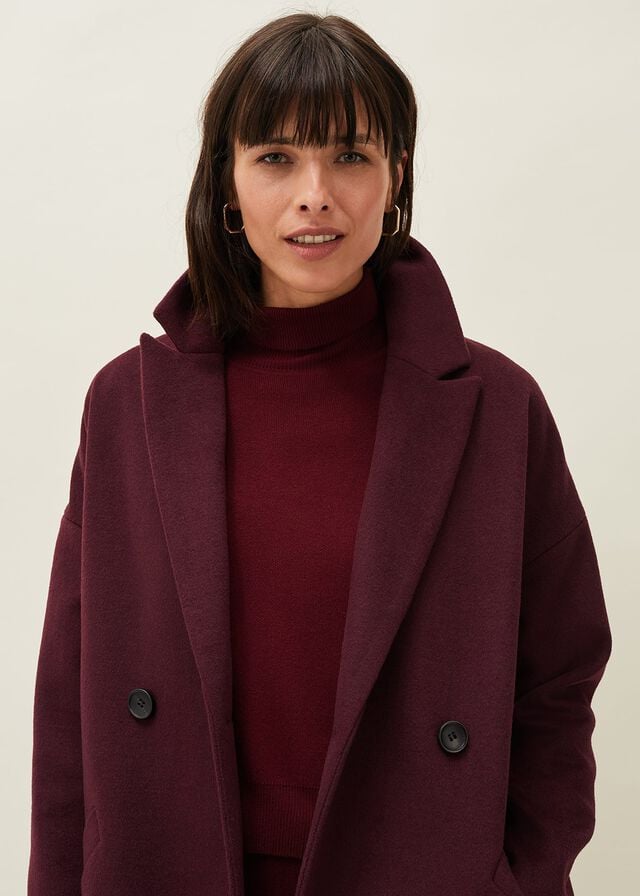 Burgundy Phase Eight Emery Double Breasted Wool Coats | 5214GMTXI