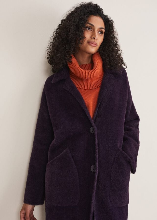 Burgundy Phase Eight Floressa Fluffy Coats | 3892IRHNA