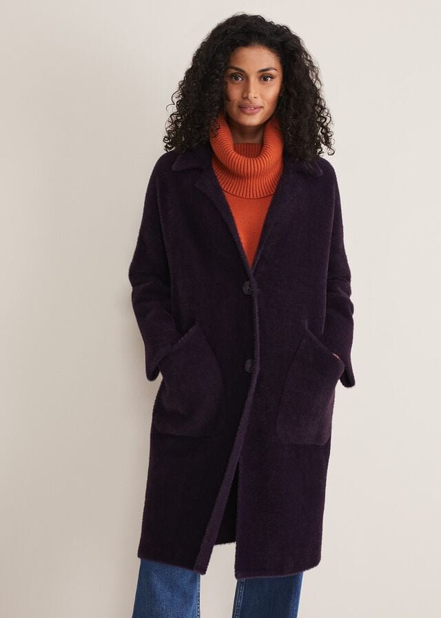 Burgundy Phase Eight Floressa Fluffy Coats | 3892IRHNA