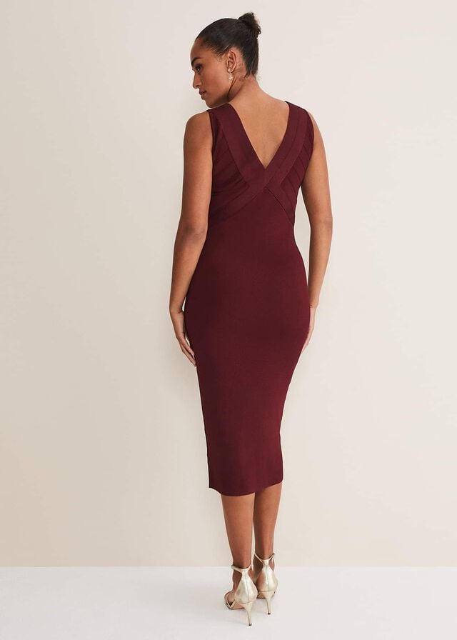 Burgundy Phase Eight Fressia Cut Out Bandage Dress | 7930JODCF