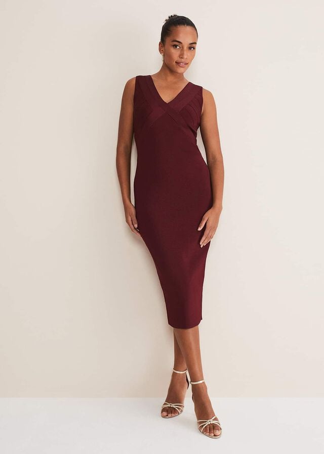 Burgundy Phase Eight Fressia Cut Out Bandage Dress | 7930JODCF