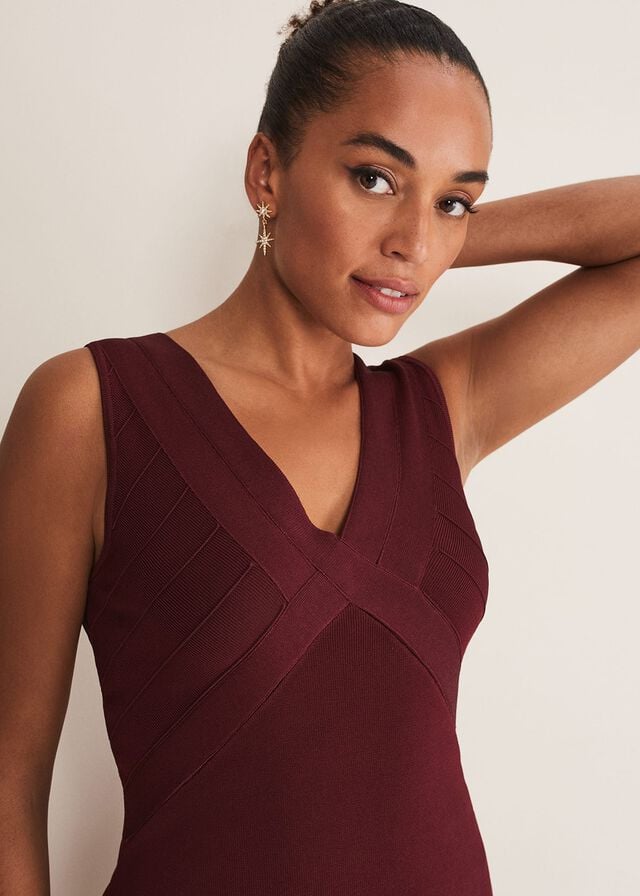 Burgundy Phase Eight Fressia Cut Out Bandage Dress | 7930JODCF