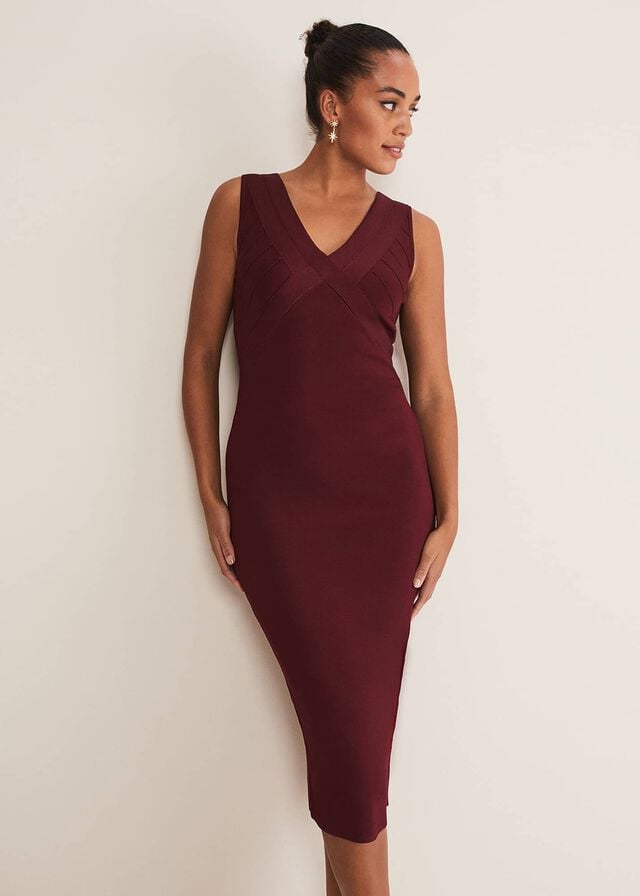 Burgundy Phase Eight Fressia Cut Out Bandage Dress | 7930JODCF