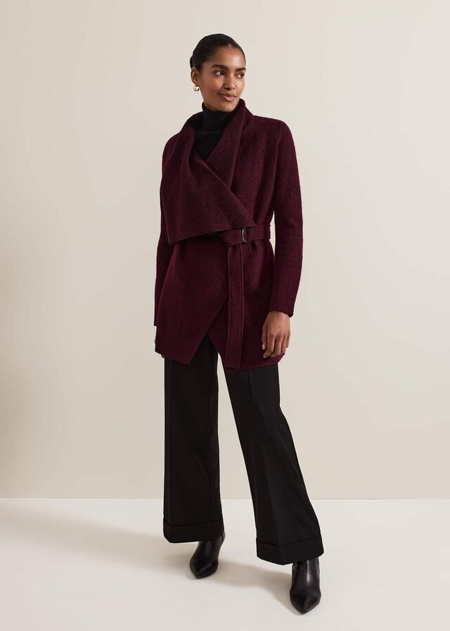 Burgundy Phase Eight Lana Textured Drape Coats | 6174SPWGN