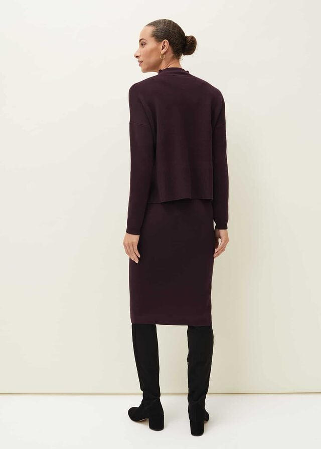 Burgundy Phase Eight Laureated Co-Ord Skirts | 7803DLAGY