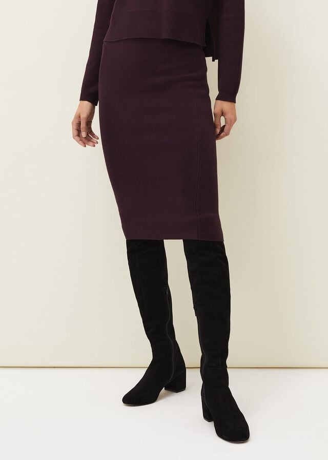 Burgundy Phase Eight Laureated Co-Ord Skirts | 7803DLAGY