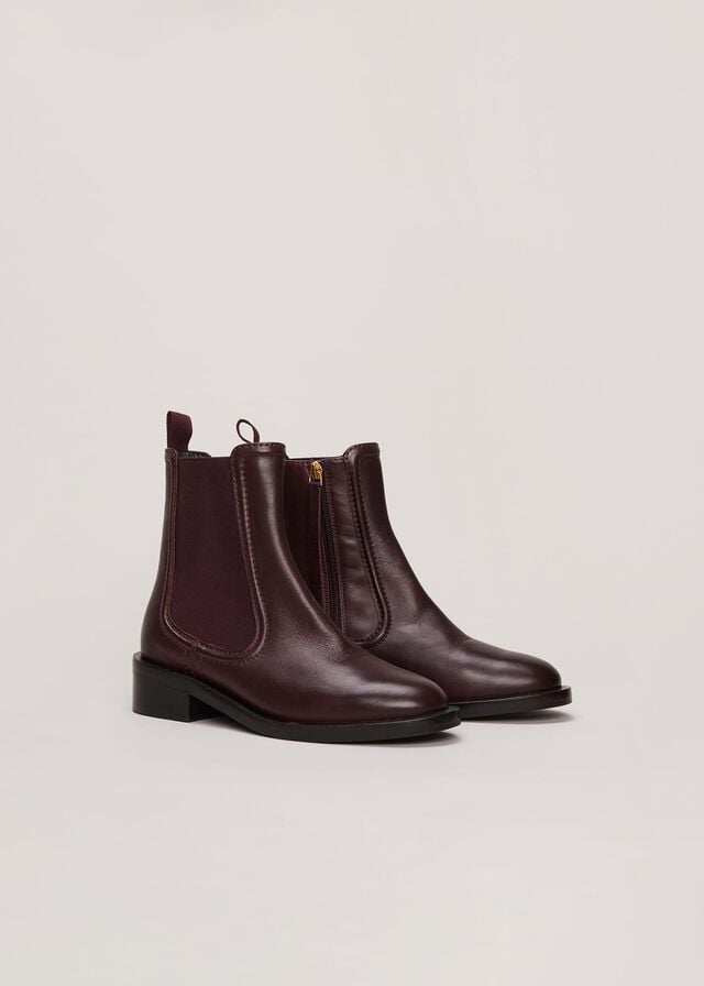 Burgundy Phase Eight Leather Boots | 0467QDNXM