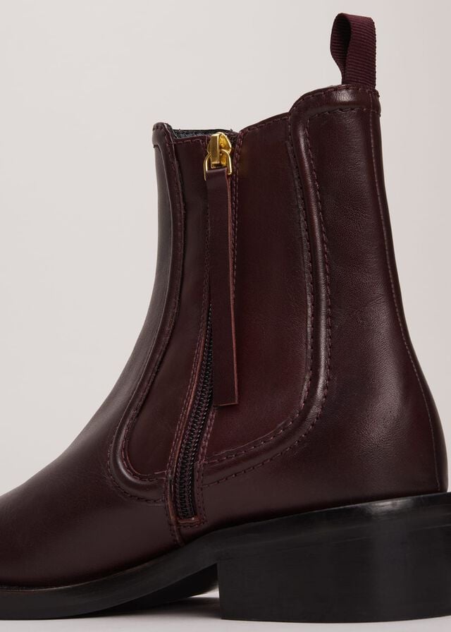 Burgundy Phase Eight Leather Boots | 0467QDNXM