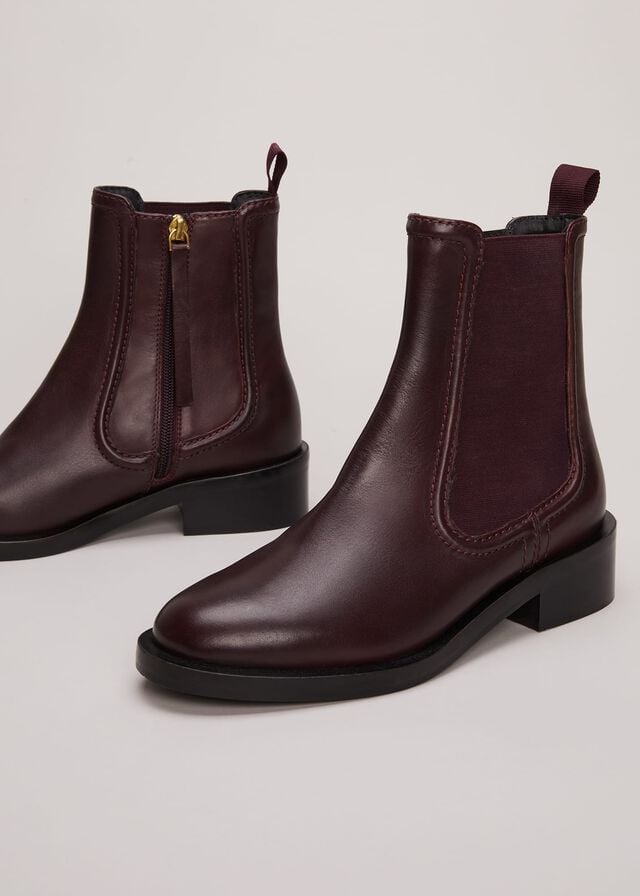 Burgundy Phase Eight Leather Boots | 0467QDNXM