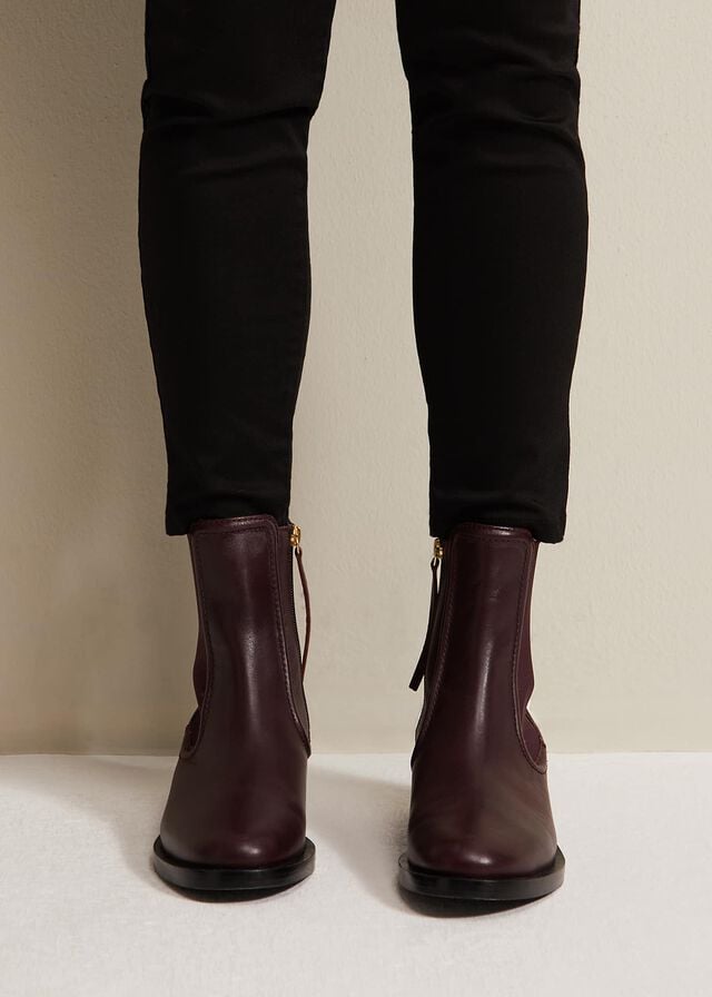 Burgundy Phase Eight Leather Boots | 0467QDNXM