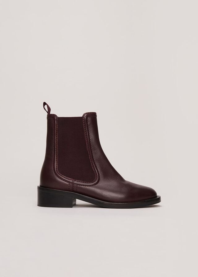 Burgundy Phase Eight Leather Boots | 0467QDNXM