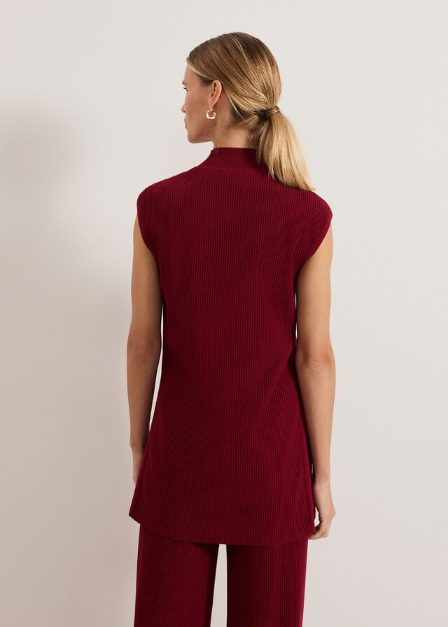 Burgundy Phase Eight Lori Ribbed Tunic Knitwear | 9305FKUJX