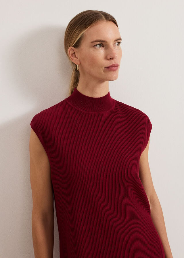 Burgundy Phase Eight Lori Ribbed Tunic Knitwear | 9305FKUJX