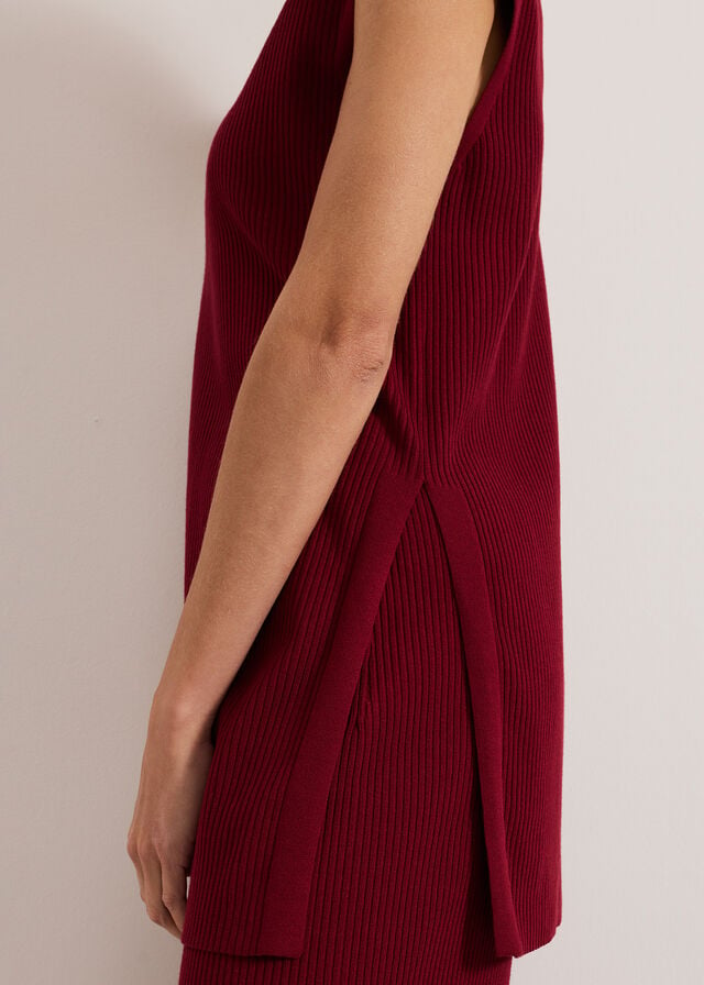 Burgundy Phase Eight Lori Ribbed Tunic Knitwear | 9305FKUJX