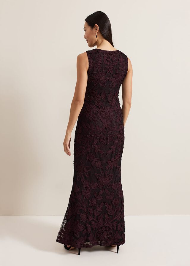 Burgundy Phase Eight Montee Burgundy Tapework Dress | 1897RWFQL