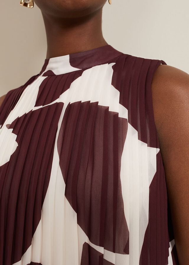 Burgundy Phase Eight Nina Abstract Pleat Shirts | 8097VNWCY