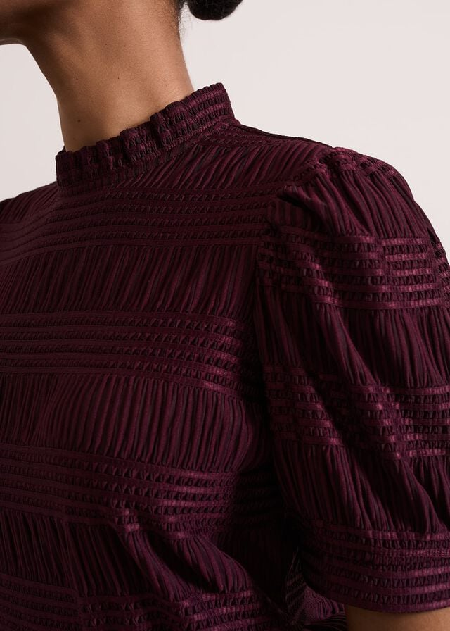 Burgundy Phase Eight Samiha Textured T Shirts | 6145DOXKI